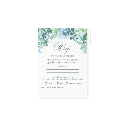 Caroline Collection | Oyster & Floral Watercolor RSVP Card