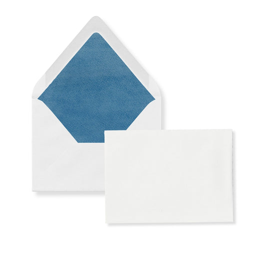 European flap invitation envelope with blue liner and blank inner card
