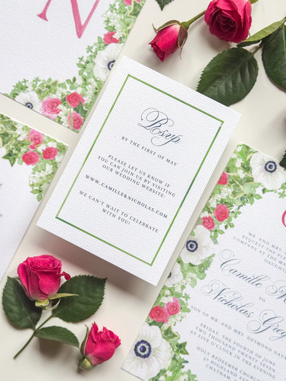 Camille Collection | Watercolor Border RSVP Card