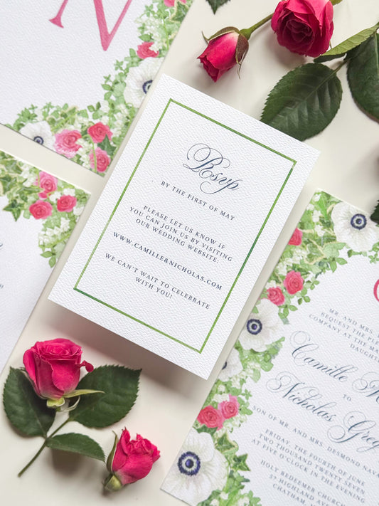 Camille Collection | Watercolor Border RSVP Card