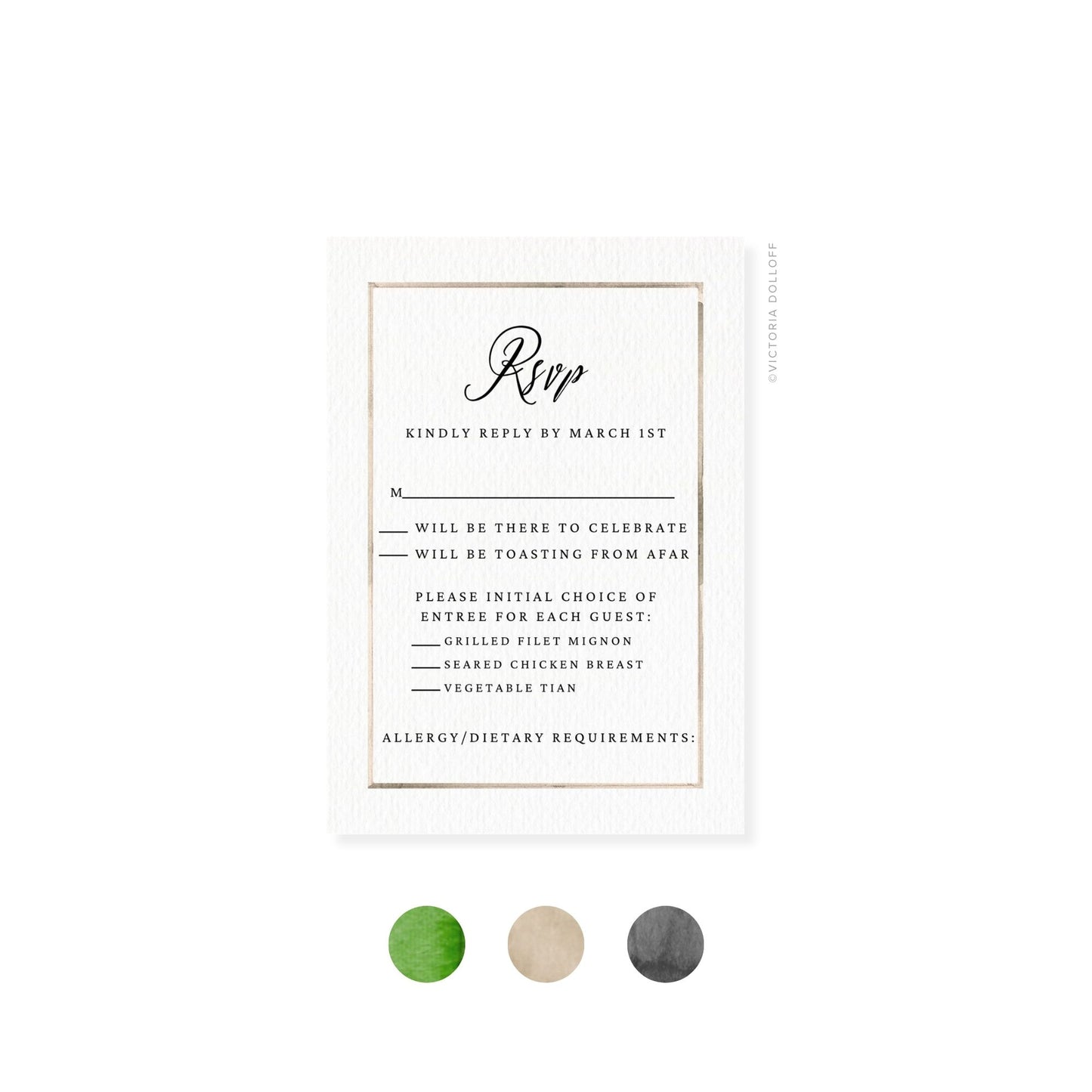 Kathryn Collection | Watercolor Border RSVP Card