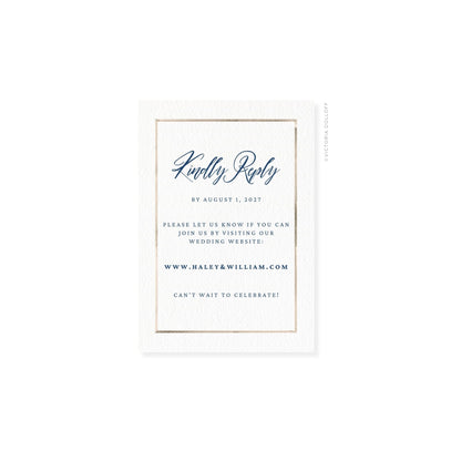Sand watercolor Border RSVP card with script “Kindly Reply”