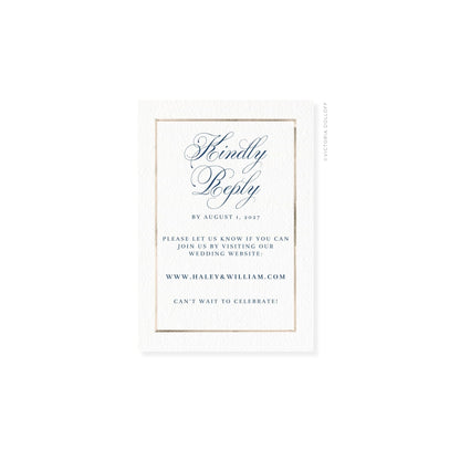 Sand watercolor Border RSVP card with gray script “Kindly Reply”