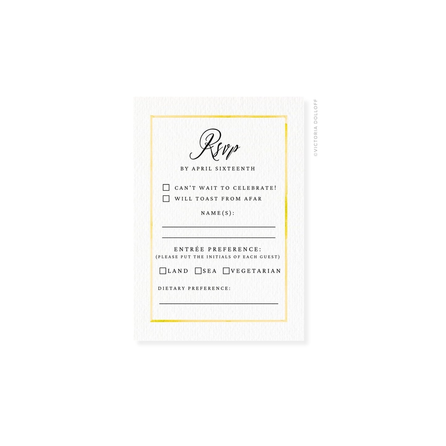 Meyer Lemon border RSVP card with cursive RSVP header and dietary preference lines