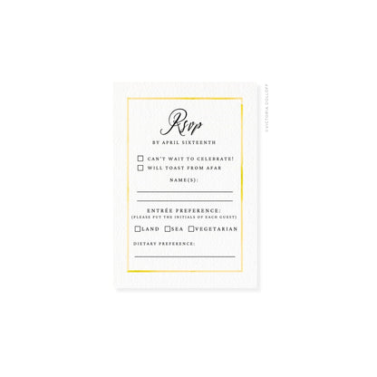 Meyer Lemon border RSVP card with cursive RSVP header and dietary preference lines