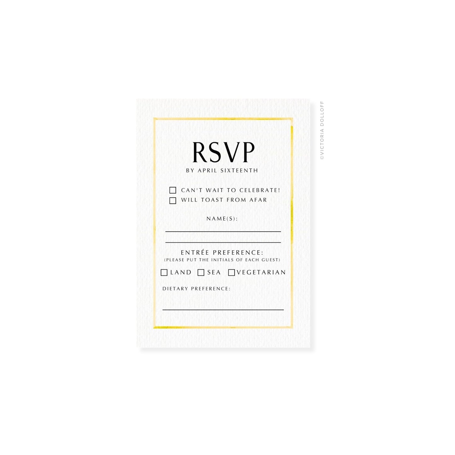 Meyer Lemon border RSVP card with uppercase RSVP header and dietary preference section