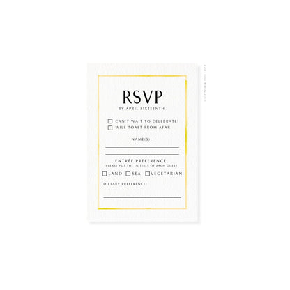 Meyer Lemon border RSVP card with uppercase RSVP header and dietary preference section