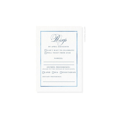 Watercolor border RSVP card, Palm Green script “Besup” header with checkboxes
