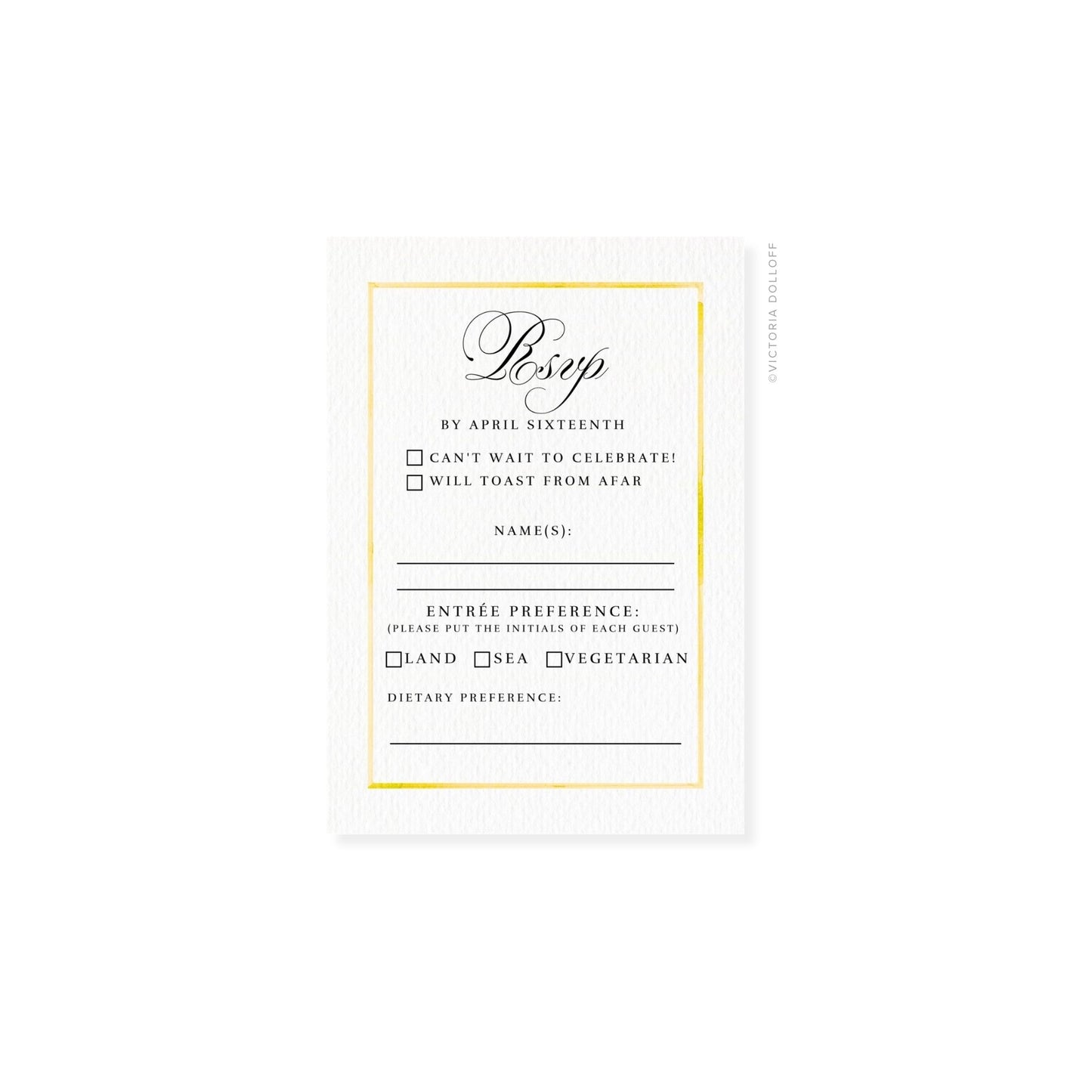 Meyer Lemon border RSVP card with cursive RSVP header and name lines