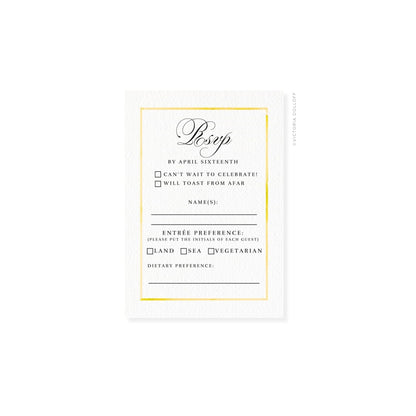 Meyer Lemon border RSVP card with cursive RSVP header and name lines