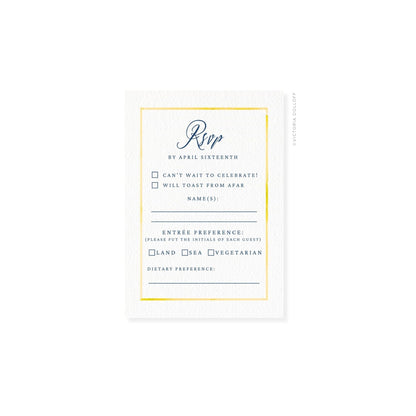 Meyer Lemon border RSVP card with cursive RSVP header and entrée preference section