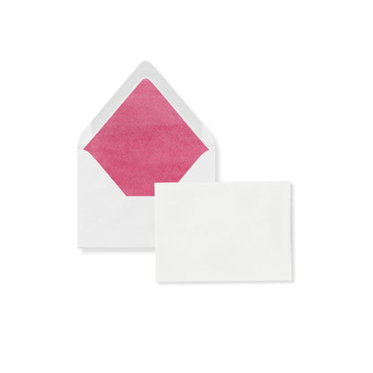 Blank RSVP envelope card with rosebud pink inner flap; no return address printing