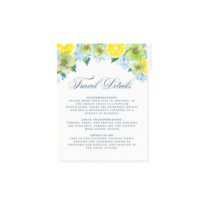 Travel Details Karte mit floralem Aquarellbogen und sichtbarem Abschnitt „Accommodations“