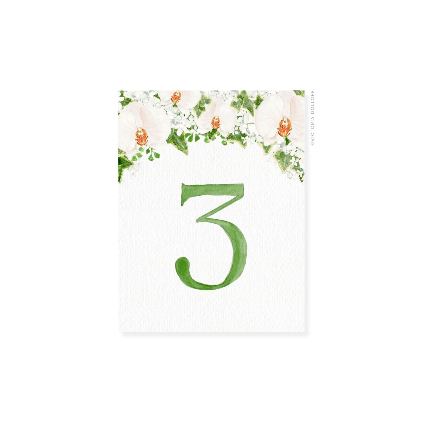 Table number 3 in Pearl Green with floral border