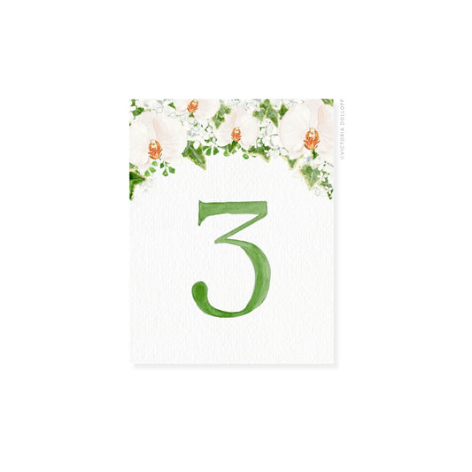 Table number 3 in Pearl Green with floral border